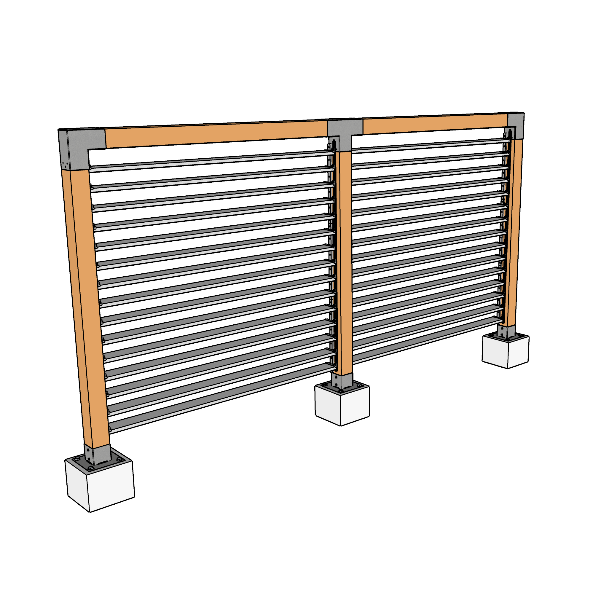 Mise en situation du connecteur SUNDIY gris aluminium RAL 9006 - 90 mm, forme en L à 2 directions