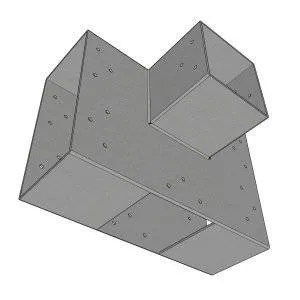 Illustration en perspective du connecteur SUNDIY gris aluminium RAL 9006 - 240mm en T (2) avec 3 directions