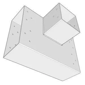 Vue en perspective du connecteur SUNDIY blanc RAL 9010 - 240mm à 3 directions (Forme T)