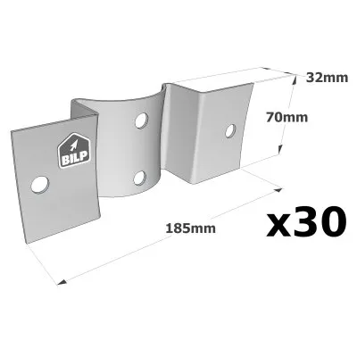 Equerre pour bois ronds - à fixer sur des bois ronds - 185x70x32mm - Réf. RFC80/120_30