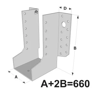 Grands sabots à ailes extérieures, gamme GLE ECONOMIQUE (développé 380mm, épaisseur 2.5mm, profondeur 90mm) - Réf. GLE660/120/2,5