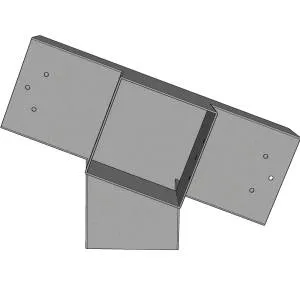 Connecteur SUNDIY pente 20°Gris aluminium RAL 9006 - 120mm à 4 directions - Forme T4