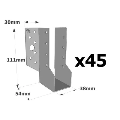 Sabots à ailes extérieures, gamme SBE ECONOMIQUE (épaisseur 1,5mm, profondeur 55mm) - Réf. SBE38/111_45