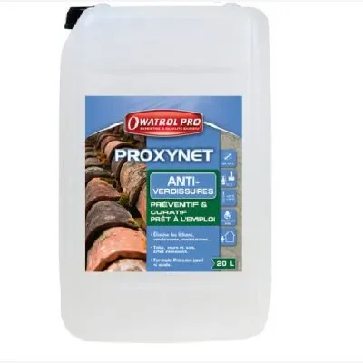 PROXYNET : Anti-verdissures PRET A L'EMPLOI. Préventif / Curatif. Effet remanent - Toits / façades / murs / sols... - Réf. PROMOUS20