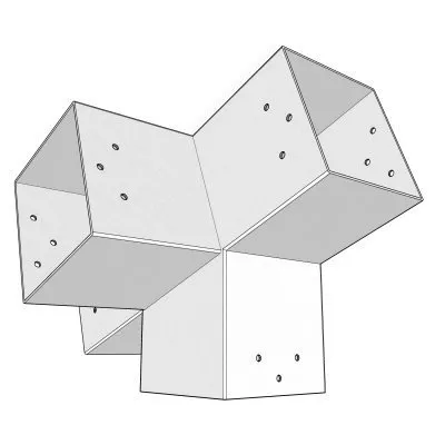 Aperçu du connecteur à 4 directions – pente 20° – 120 mm – Forme T2 