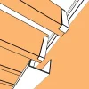 Représentation en 3D : chéneau Blanc 9010 sous les lames et mécanisme SUNDIY en aluminium
