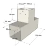 Dimensions du connecteur SUNDIY Blanc RAL 9010 - 90 mm, forme en T à 3 directions