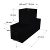 Dimensions du connecteur SUNDIY Noir mat RAL 9005 - 90mm à 3 directions - Forme L