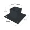Dimensions du connecteur SUNDIY noir mat RAL 9005 - 90 mm, support de poteau