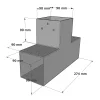 Dimensions du connecteur SUNDIY Gris aluminium RAL 9006 - 90 mm, forme en T à 3 directions