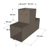 Dimensions du connecteur SUNDIY Gris Taupe RAL 7006 - 90 mm, forme en T à 3 directions