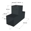 Dimensions du connecteur SUNDIY Anthracite RAL 7016 - 90mm à 3 directions - Forme L