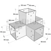 Dimensions du connecteur SUNDIY gris taupe RAL 7006 - 90 mm, forme en T à 4 directions