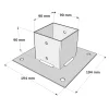Dimensions du connecteur SUNDIY gris aluminium RAL 9006 - 90 mm, support de poteau